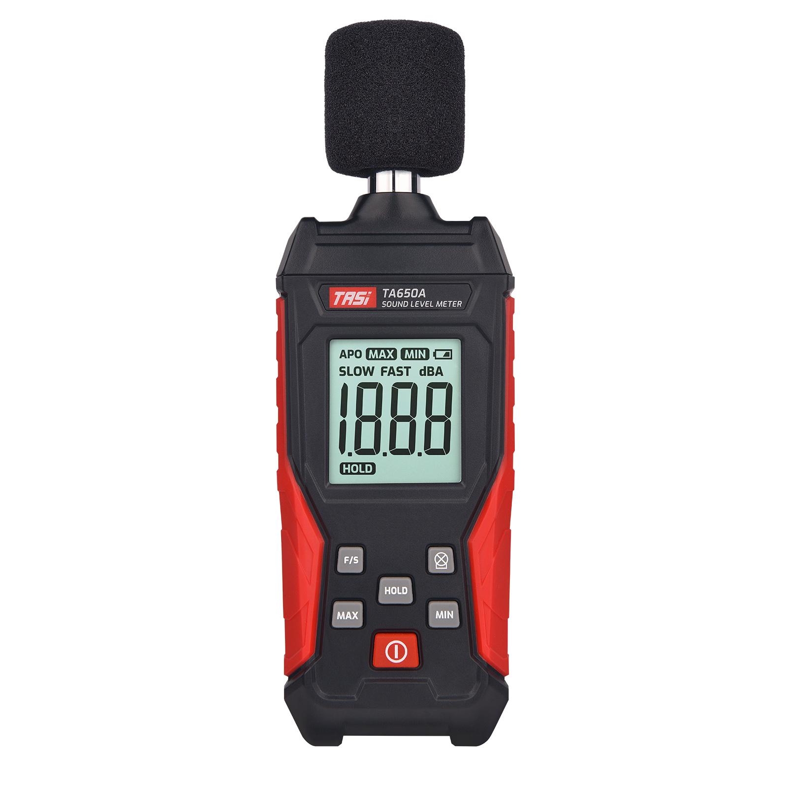 

TASI TA650A Цифровой измеритель уровня звука и шума, детектор децибел 30-130 дБ или тестер красный черный