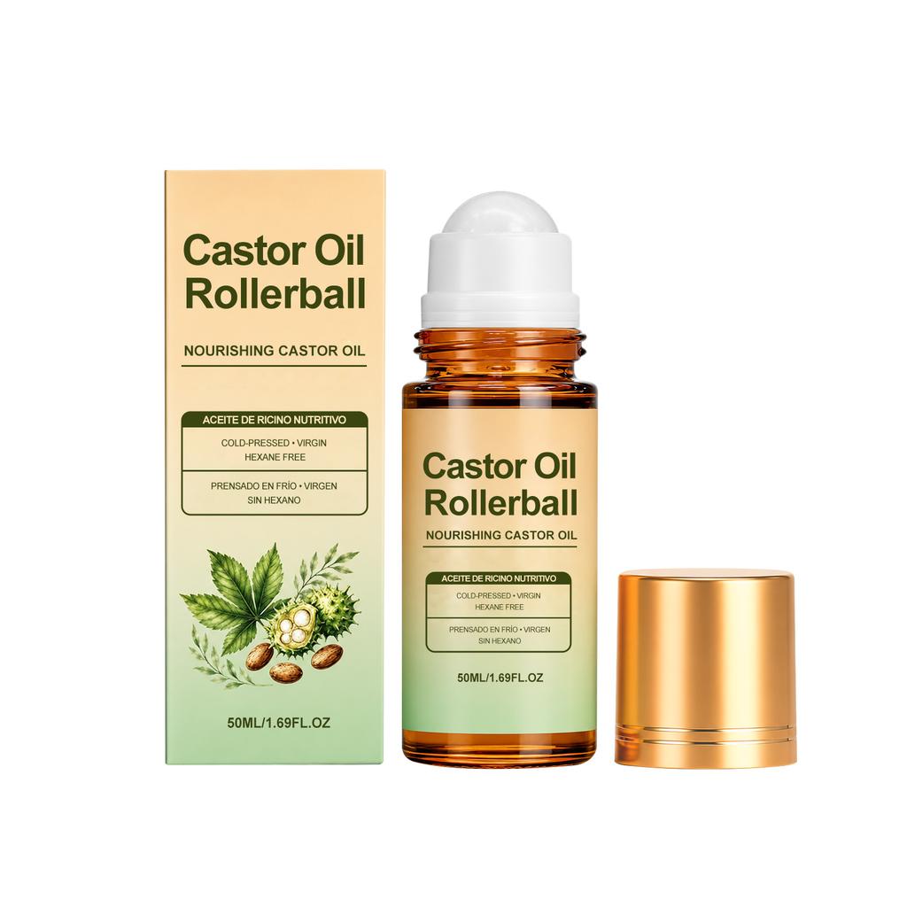 Olio di ricino roller roll-on massaggio per la pelle del corpo, cura idratante e ammorbidente, olio idratante spremuto a freddo, cura confortevole e delicata