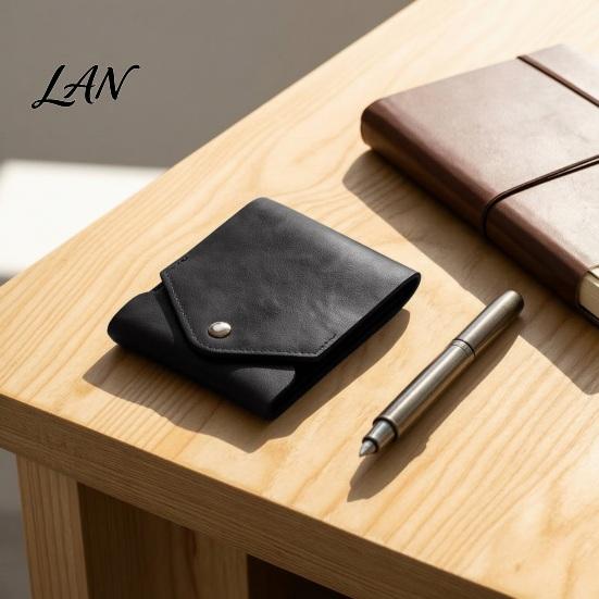Jeans Pocket Wallet Slim Faux Leather Wallet, Retro Snap Button Bifold Durable Men Portable Card Holder for Women