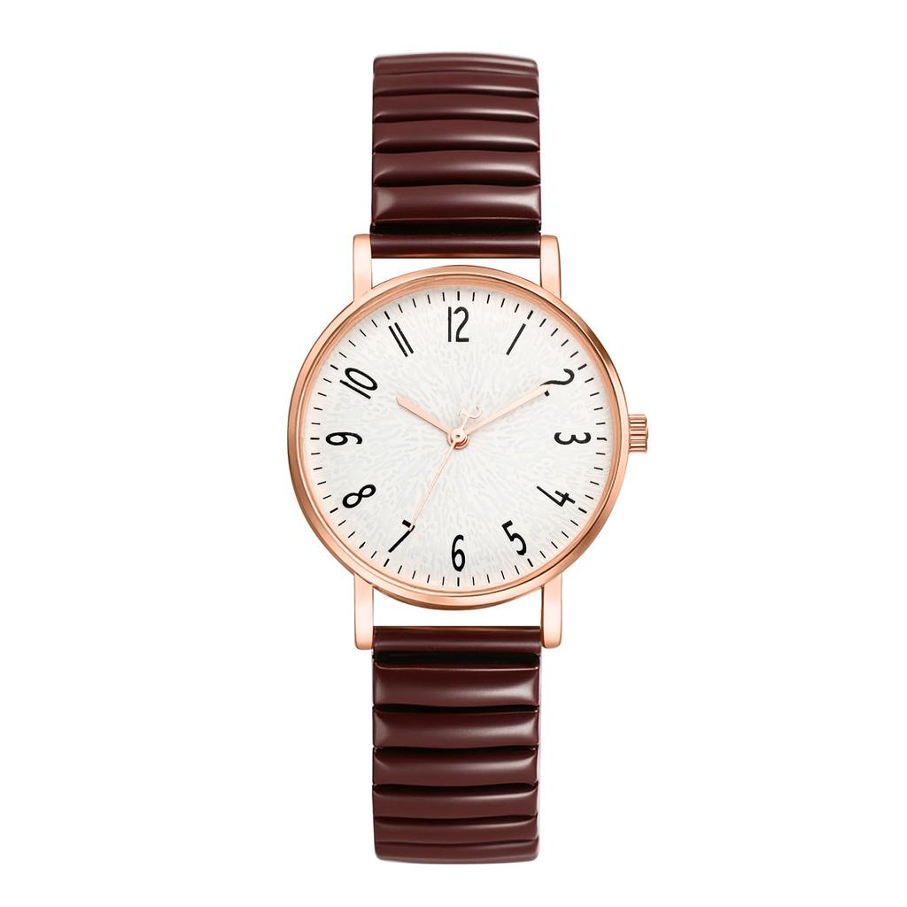 Women's Watch, Stretch Band, Multiple Colors Available, Stainless Steel, Arabic Numerals, Large Easy-to-Read Dial, Quartz Movement, Water Resistant,