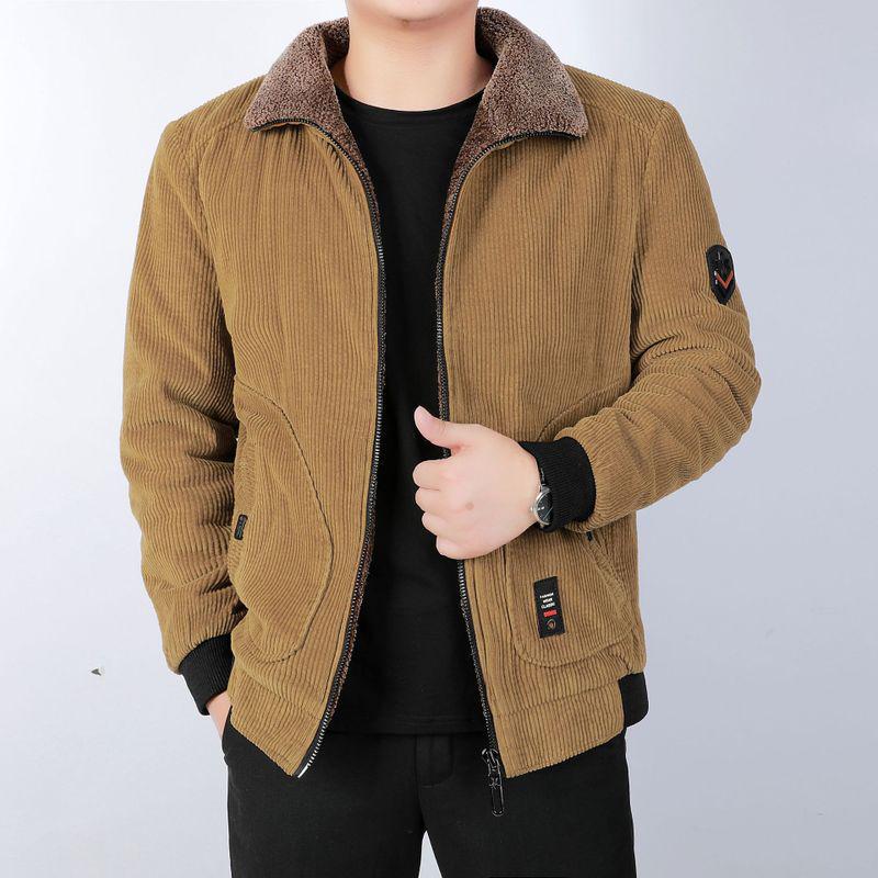 New Winter Corduroy Cotton Jacket, Loose Large Size Cotton Coat, Middle-aged and Elderly Casual Warm Cotton Coat