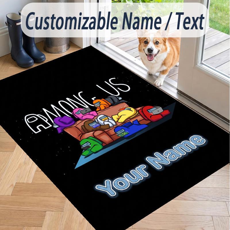 Custom Text Printed Rug Among Us Non Slip Floor Carpet For Home Room Decor
