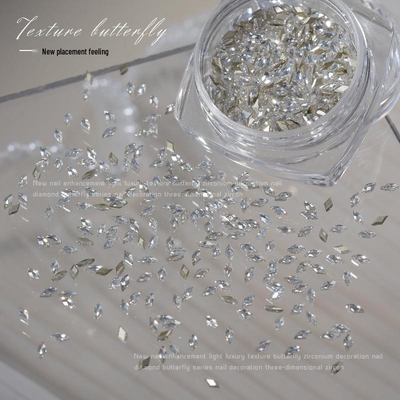 1.5*3 Mini Rhombus Zirconia Nail Art Decorations - Champagne Cognac White DIY Snowflake 5A Zirconia Nail Drill