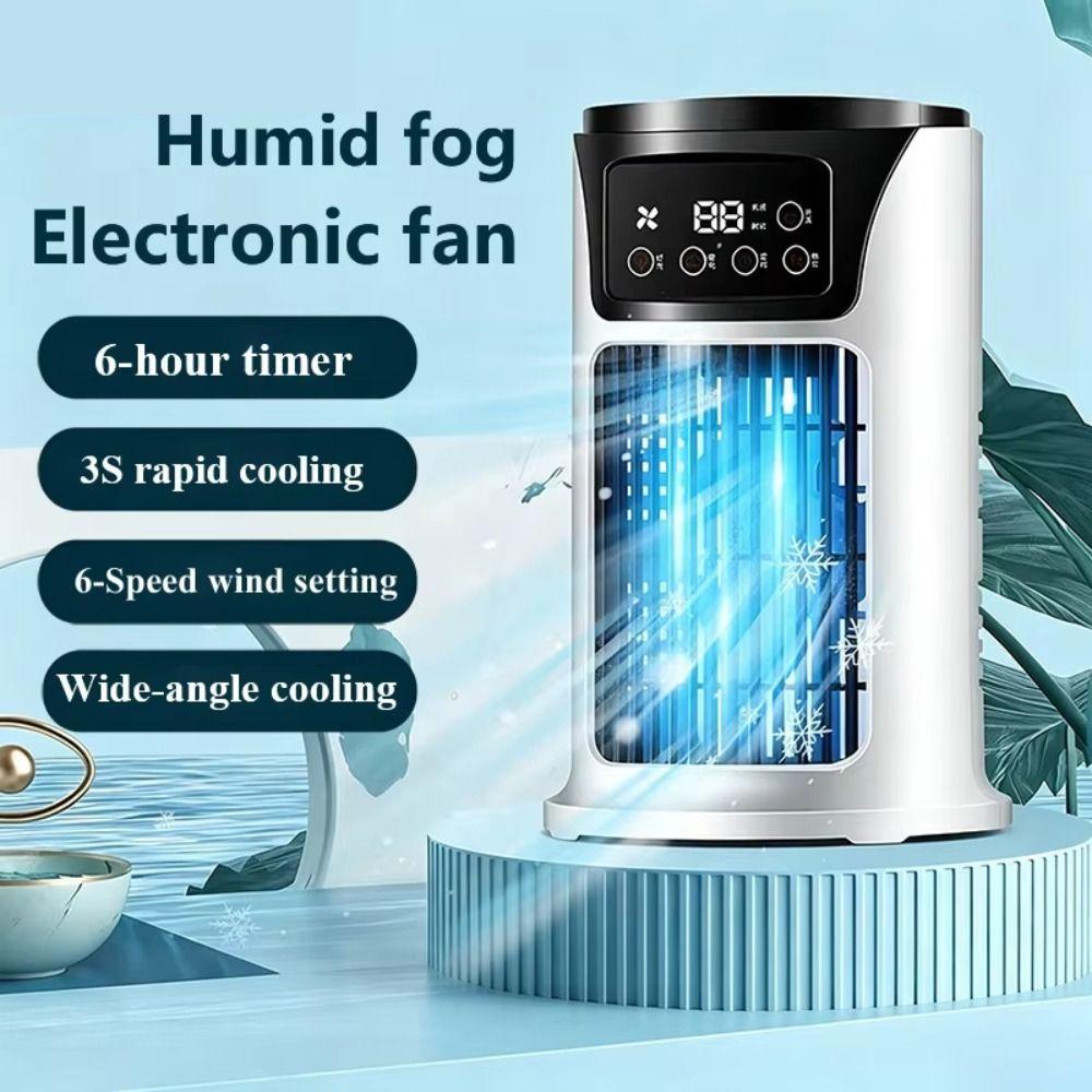 Compact Design Misting Fan 6 Speeds Portable Air Conditioner Mobile Air Conditioning  Desktop Use