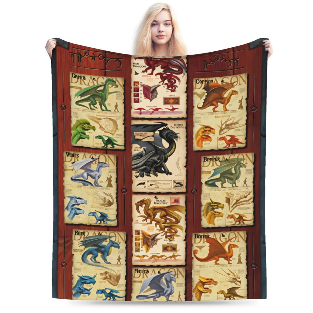 DND D&D Dragon Retro Plush Blanket Child  Flannel Throw Blanket For Outdoor Super Soft Custom DIY Quality Bedspread Gift