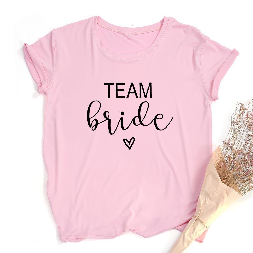 1Pcs Team Bride T Shirt Heart Bride Top Women Top Tee Wedding Short Sleeve For Bridal Shower Bridesmaid Gift
