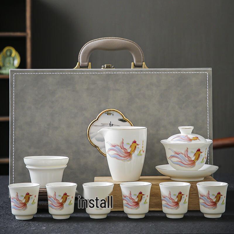 Luxury Mutton Fat Jade White Porcelain Kung Fu Tea Set