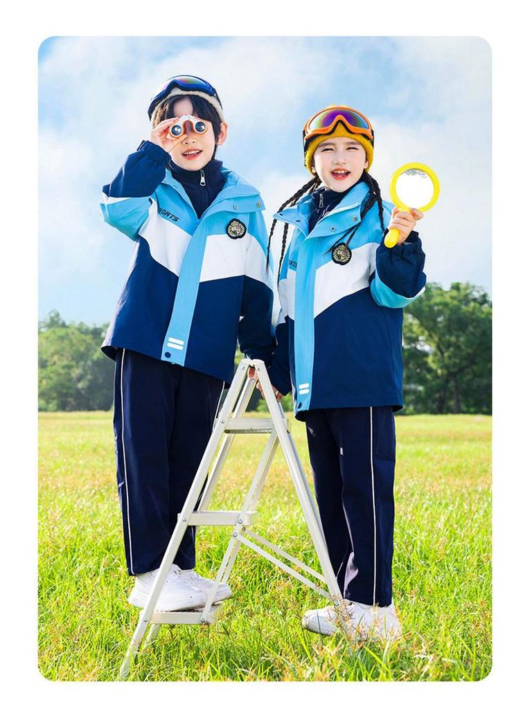 Children's Autumn/Winter School Uniform Set: Windbreaker & Sportswear Three-Piece for Kindergarten & Primary