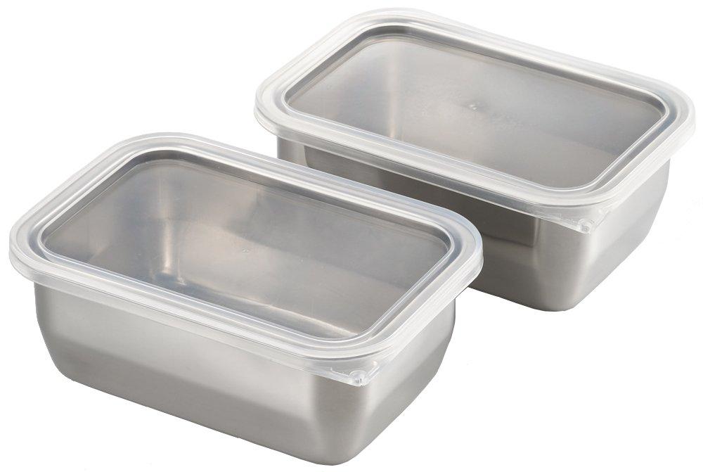 

Stainless steel storage container with set of 2 1214797 lid,