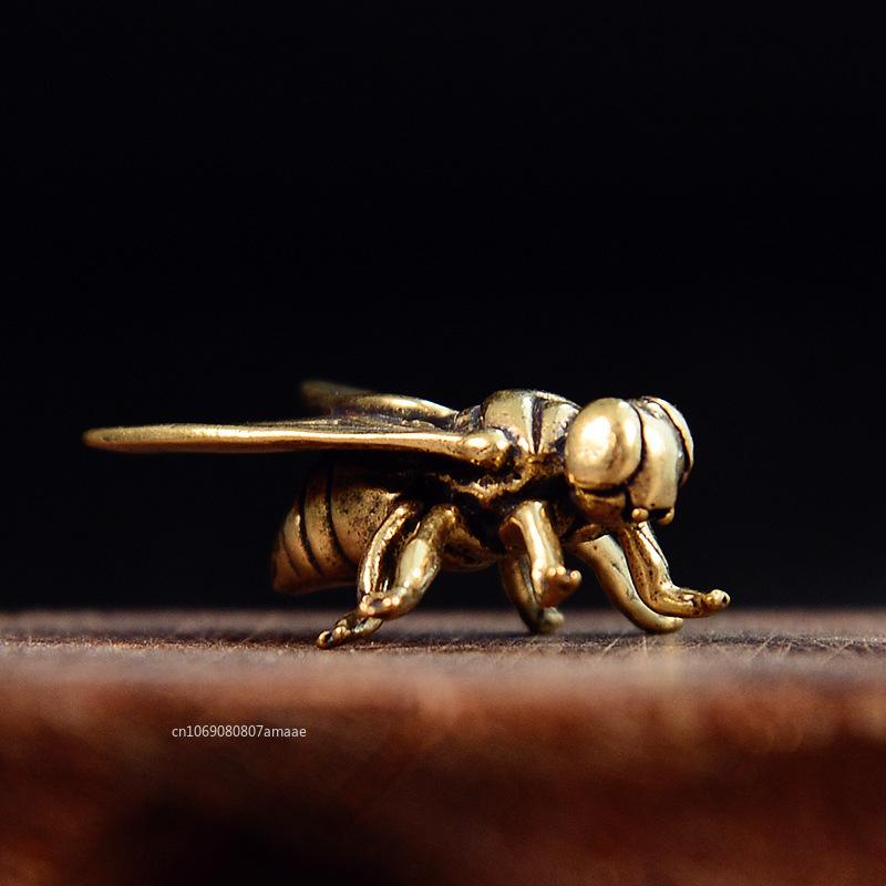 Retro Brass Fly Insect Ornament Miniature Statue Vintage Craft Tea Pet Insects Animal Figurine Home Desktop Decoration