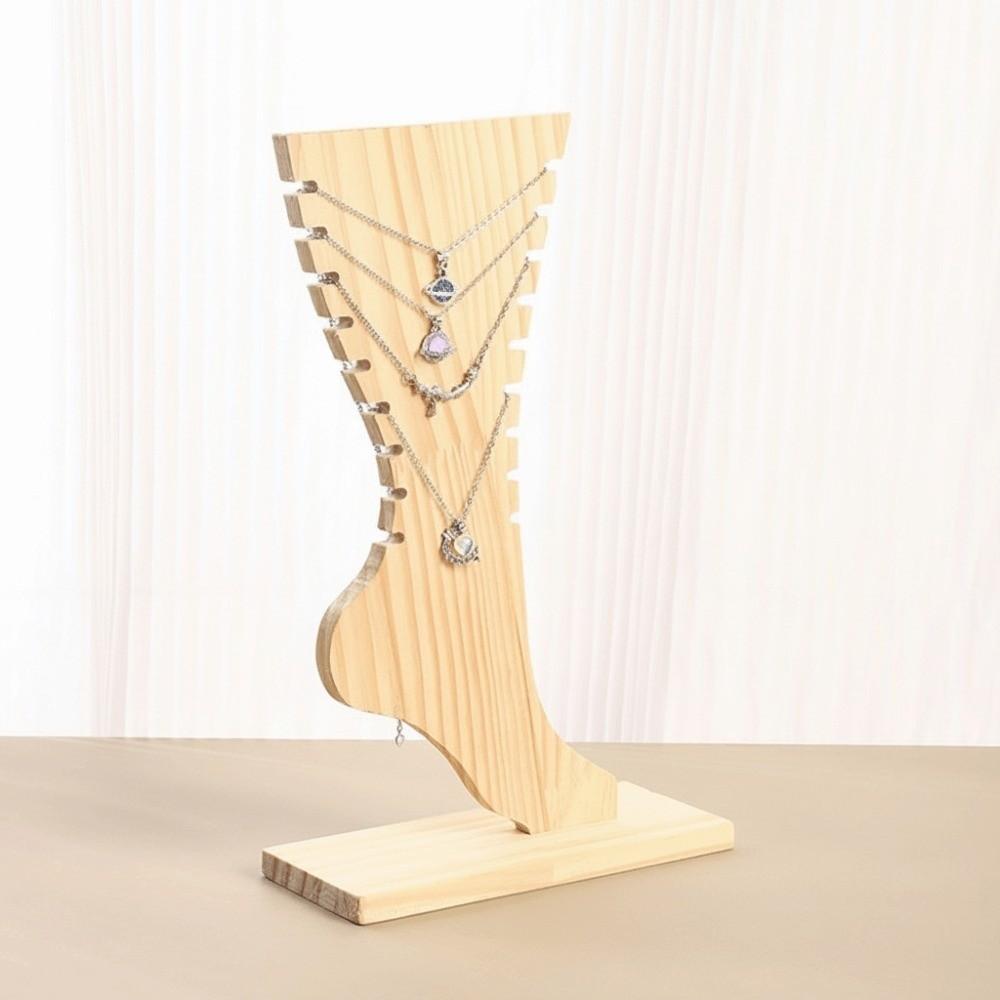 Creative Wooden Necklace Frame Foot Shaped Jewelry Storage Rack Jewelry Display Props  Tabletop