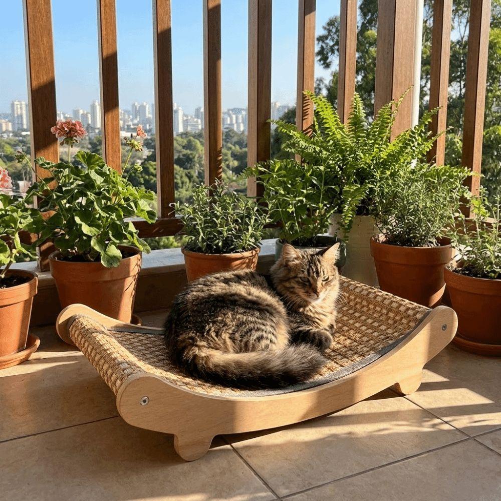 Arc Shaped Cat Rocking Chair Wear-Resistant Cat Sleeping Bed Cat Scratching Pads Playing
