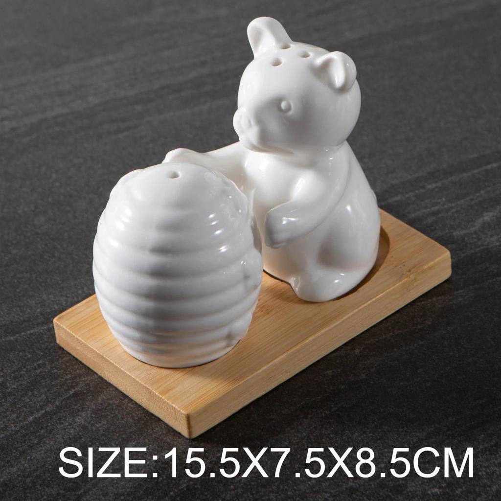 Koreanische Cartoon-Tier-Keramik-Gewürzflasche Kreativer Weißer Bär Elefant Porzellan Salz-Pfefferstreuer Küche Gewürzlagerung