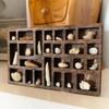 Miniature Trinket Showcase Shelf Wooden Crystal Box Pocket Sized Natural Wood Jewelry Holder for Men and Women