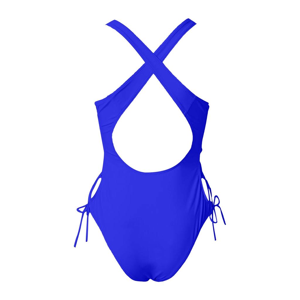 Women's One Piece Swimsuit Lace Up Front Halter Neck Tie Side Cut Out Design Swimwear Beachwear Bathing Suit