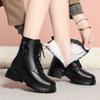 Women Snow Boots Artificial Leather Winter Women Ankle Boots Natural Woolen Warm Non Slip Chunky Boots Women