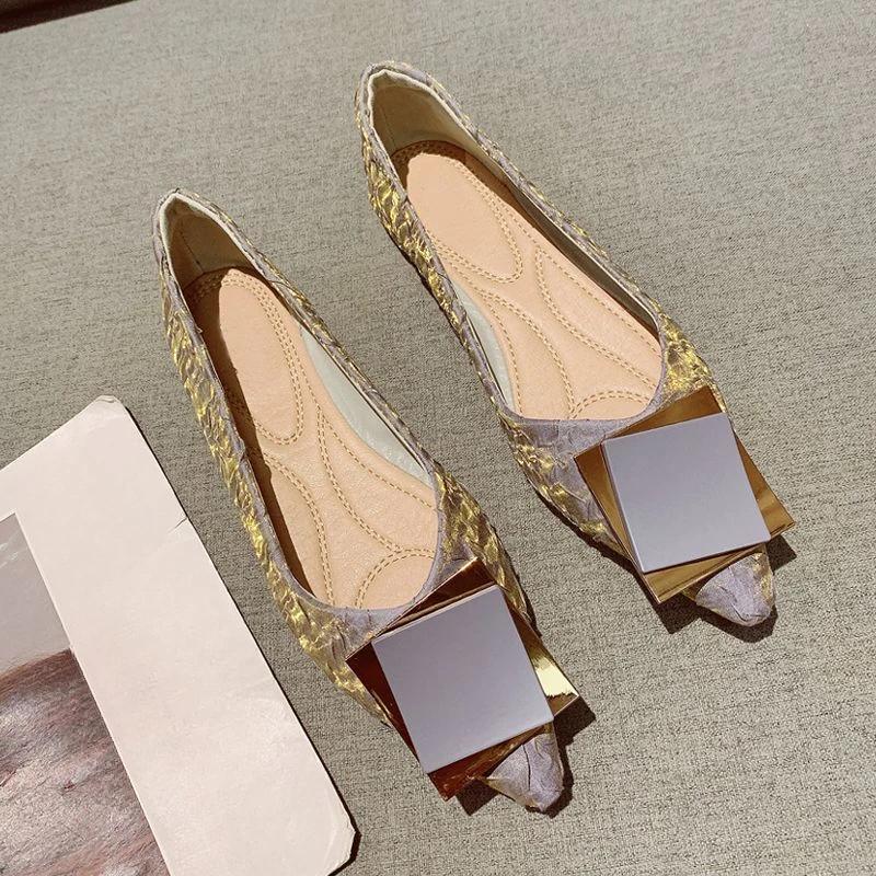 Fashion Pointed Toe Blue Women's Flat Shoes Elegant Party Popular Young On Promotion Vacation Low Price Chic Non Slip 39 Ladies Footwear
