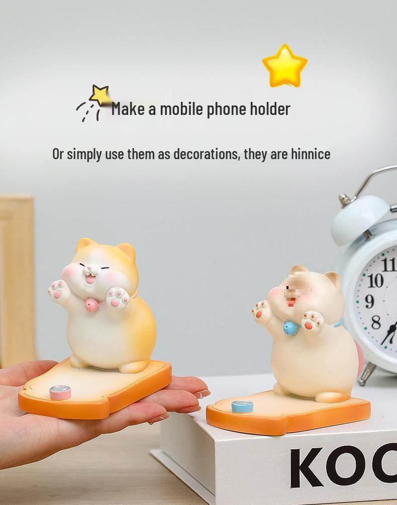 Adorable Kitten Phone Stand: Cute, Relaxing Office Gift for Girls