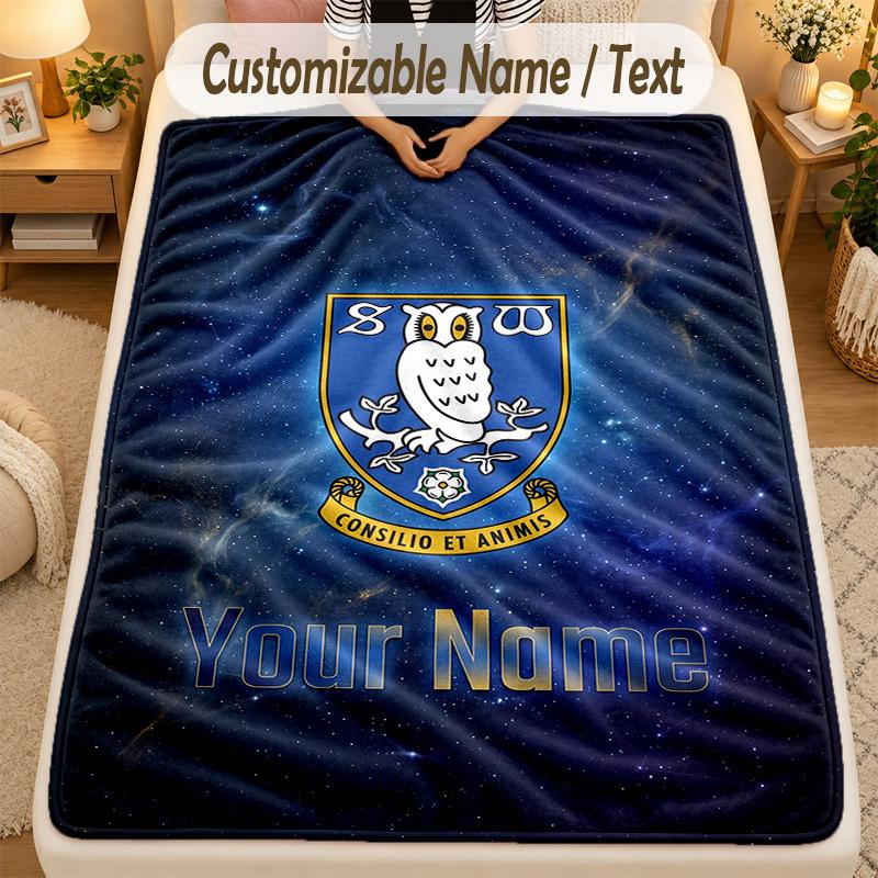 Flannel BlanketSheffield Wednesday FC Custom Name Text Personalized Soft Warm Throw Blanket Home Decor Gift