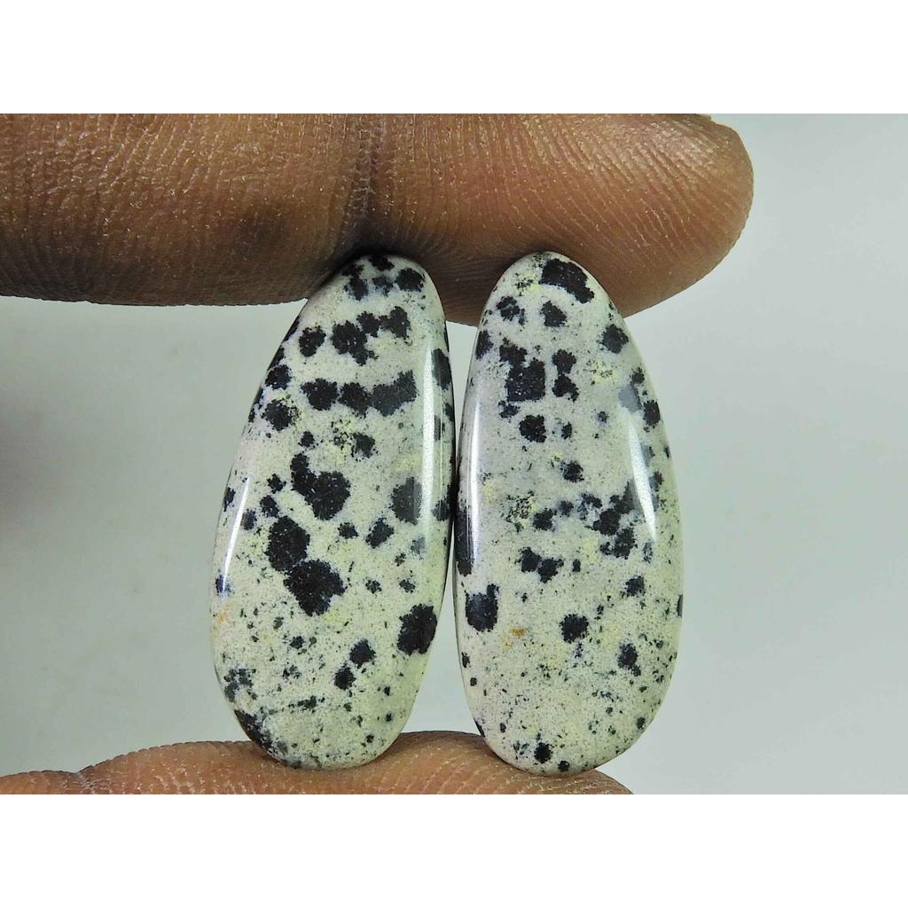 24.15Cts. Natural Dalmation Jasper (12mm X 24mm each) Cabochon Match Pair SK-2518