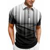 Men's Striped Short Sleeve Polo Shirt, Casual Versatile Top for Daily Wear