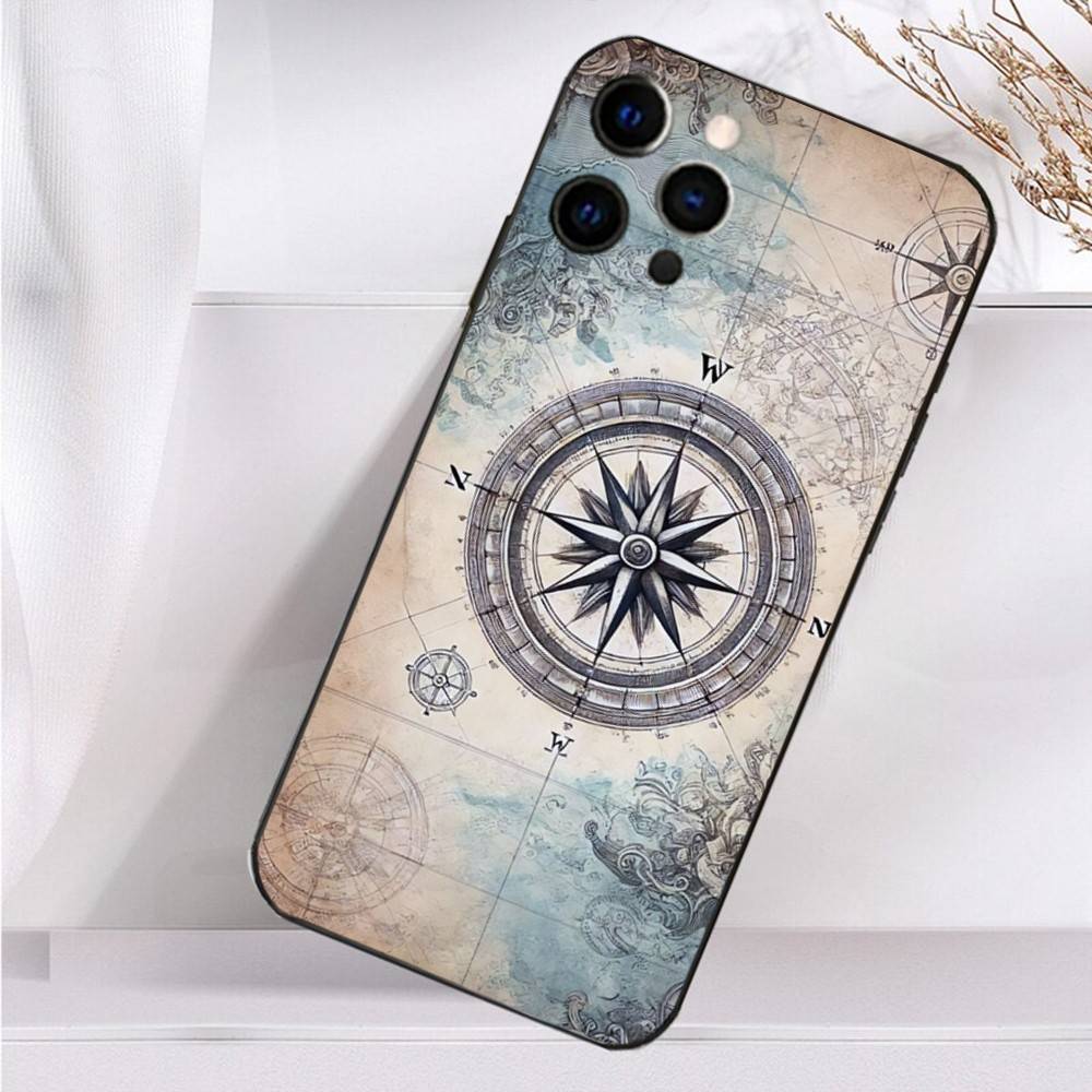 

Чехол для телефона География Искусство Компас для iPhone 16,15,14,13,12,11 Plus,Pro Max,XS,X,XR,SE,Mini,8,7 Мягкий Силиконовый Черный Чехол iPhone11