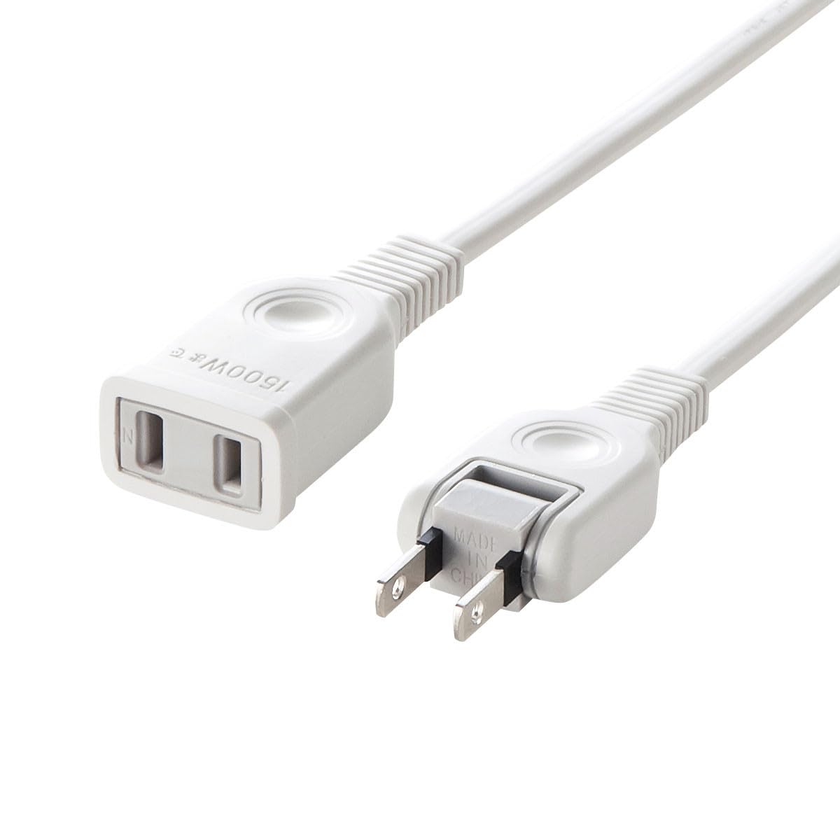 

Sanwa Supply 2m Power Extension Cord with Swing Plug and Tracking Fire Prevention Insulation White TAP-EX2102 Cap, білий