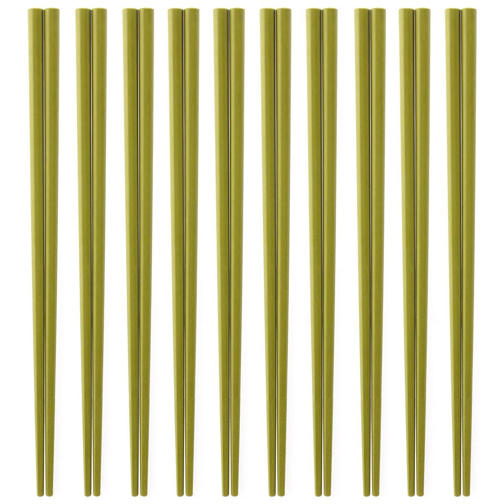 Made In a Set of 10 Eco Chopsticks Green Tea Made with SPS and X 3mm Angle Sps Resin Japan, Business-friendly (powdered Color) Resin. Dishwasher-safe,