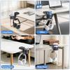 KDD Headphone Stand and Cup Holder, Detachable 360° Rotating Headphone Hanger with Cable Rack and Storage, 2 Cable Clamps - Drink Holder Desk,