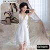 Sexy Underwear Big Butterfly Pure Desire Mesh Pajamas Plus Chest Pads Gather Nightgown Robe Women's Loungewear Set