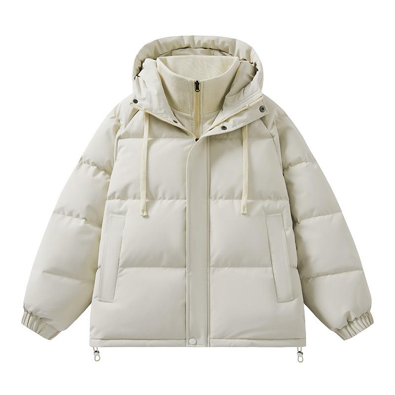 Down jacket men's new winter hooded simple and versatile warm and cold casual fashion solid color stand-up collar jacket