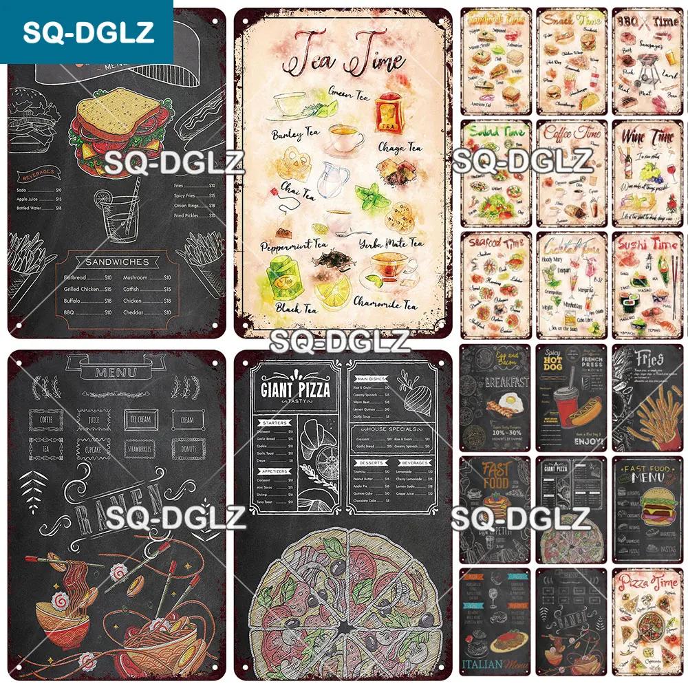 SQDGLZ Vintage Pizza Delicious Food Metal Sign Tin Sign Plate Home Bar Door Wall Decor Sticker Decoration Plaque Poster Gift