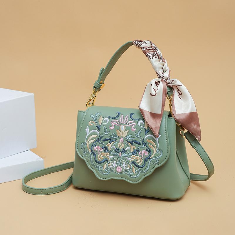 Fashion Embroidery Shoulder Bag Women Designer High Quality Leather Handbag Purse Ladies Small Crossbody Messenger Bag Female