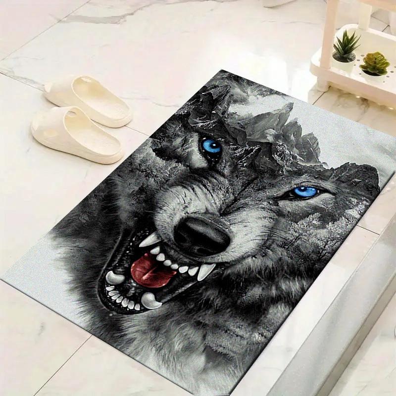 Wolf Head Carpet Rug for Living Room Bedroom Home Sofa Decoration,Kids play Non-slip Floor Mat