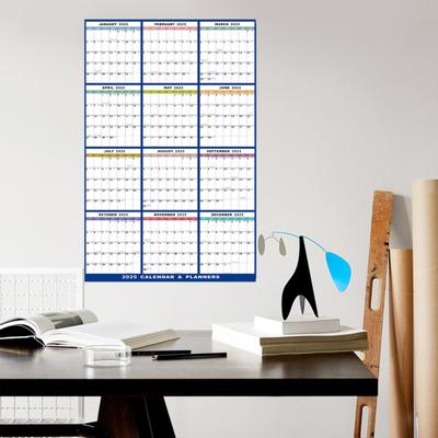 2025 Raderbar Väggkalender Vändbar Våt- och Torraderbar Laminerad Årlig Planerare Vertikal eller Horisontell Vägghängande Kalender