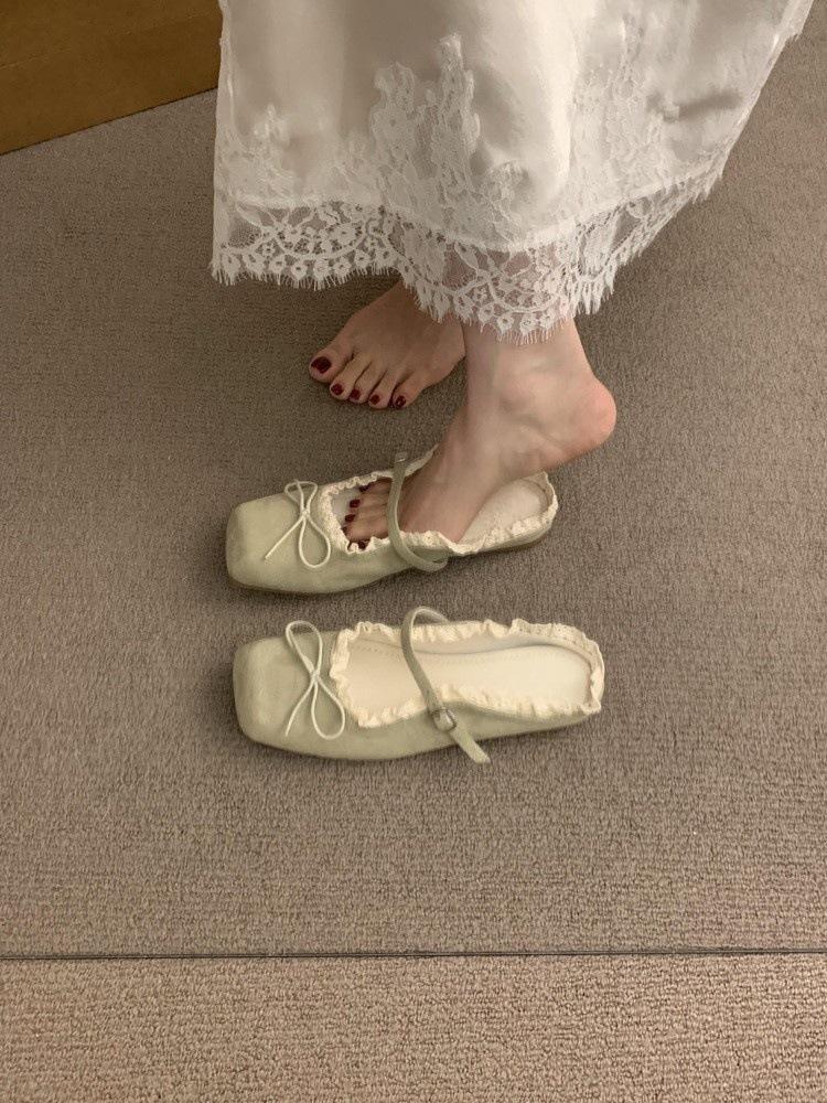 

Французские нежные баотоу полушлепанцы женские летние 2025 новые элегантные кружевные с бантом одинарные туфли на одной педали 40 зелёный