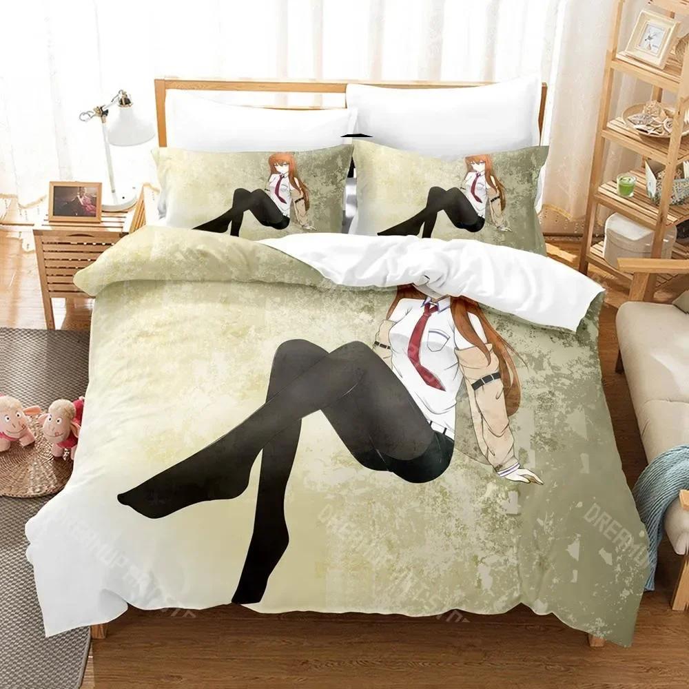 Kawaii Steins Gate Bedding Set Single Twin Full Queen King Size Bed Set Aldult Kid Bedroom 3D Anime Bed Sheet Set