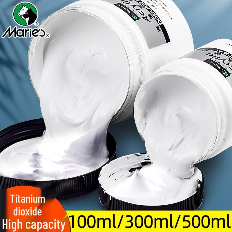 

500ml Large Titanium White Acrylic Paint for Walls - Fade-Resistant, Waterproof, Sunscreen Black 100ML - Single Bottle Paint