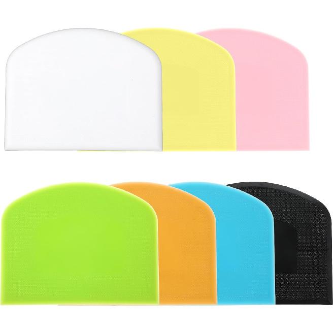 7 Pcs Dough Scraper Set, Bench Scraper Dough Bowl Food Scrapers Tool Cake and Pastry Scrapers Baking Supplies Kitchen Gadgets for Bread Cake Fondant