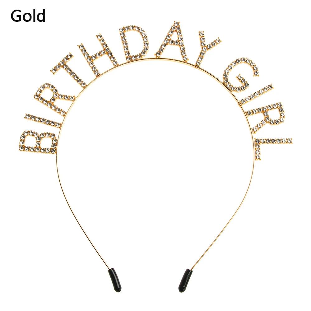 Happy Birthday Girl Headband Sweet Girls Birthday Party Tiara Styling Princess Crown Rhinestone Hair Hoop Fashion Hairband