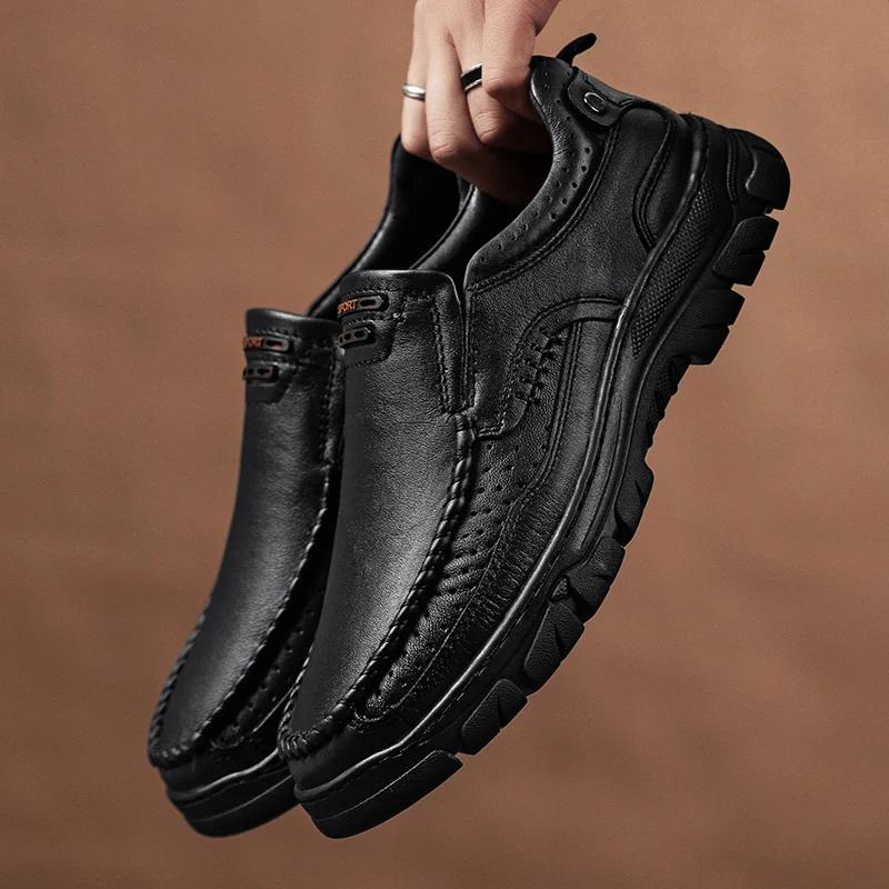 Fashion New Men Casual Shoes Genuine Leather Men's Handmade Slip-on Driving Shoes Flat Loafers Moccasins Walking Hombre Zapatillas Male