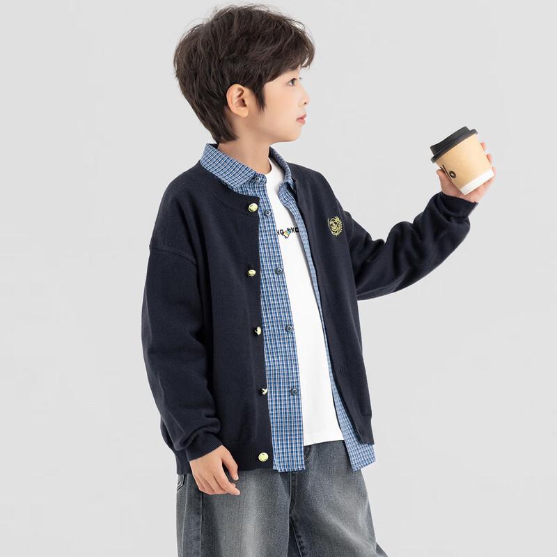 Boys' Academy Style Embroidered Knit Cardigan