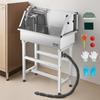VEVOR 86.4 Cm Stainless Steel Dog Washing Station, Pet Grooming Tub with Hot & Cold Faucet, Showerhead, Storage Rack, No-Bend All-in-One Bathtub