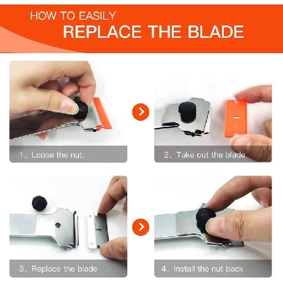 TOFAR Long Handle Razor Blade Scraper for Removing Labels Car Stickers Appliance Grease Windshields Window Tint Glass Cleaning