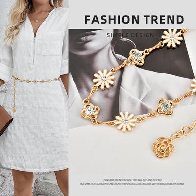 European and American Waist Metal Jewelry for Women High-end Sun Flowers Star Decoration Dress Waist Chain for Women