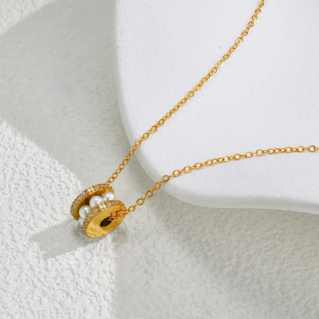 Super Flash Pearl Zircon Small Waist Necklace Titanium Steel Collarbone Chain Women Do Not Fade Gift