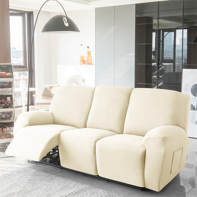 1/2/3 Seater Solid Color Elastic Recliner Sofa Cover Stretch Spandex  Armchair Covers Removable Couch Slipcovers Home