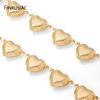 14 Gold Color Stainless Steel Hollow Love Heart Charm Chain For DIY Handmade Jewelry Necklace Bracelet Making Supplies