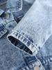 Girls' 2-Piece Casual Outfit: Cute & Comfortable Snowflake-Wash Denim Shirt-Jacket with Large Bow Collar and Loose Straight-Leg Jeans