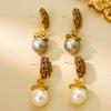 New Micro Inlaid Zircon Light Luxury Water Drop Pearl Earrings Women Hong Kong Style French Fashionable